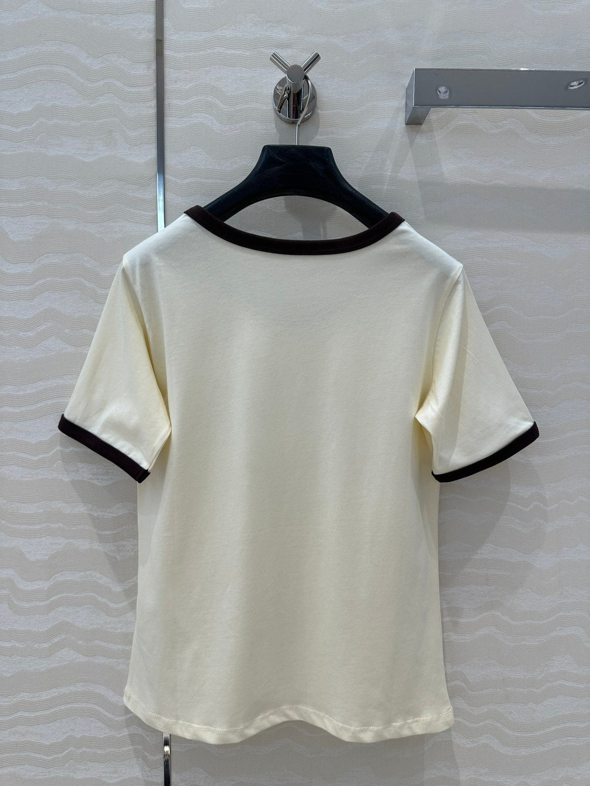 Celine 25 Arc de Triomphe Letter Short Sleeve T-shirt Off-white mix Black Cotton