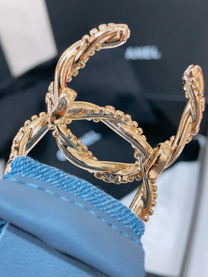CHANEL DOUBLE C ELASTIC BELT 30MM IN BLUE DENIM GOLD CRYSTAL BUCKLE