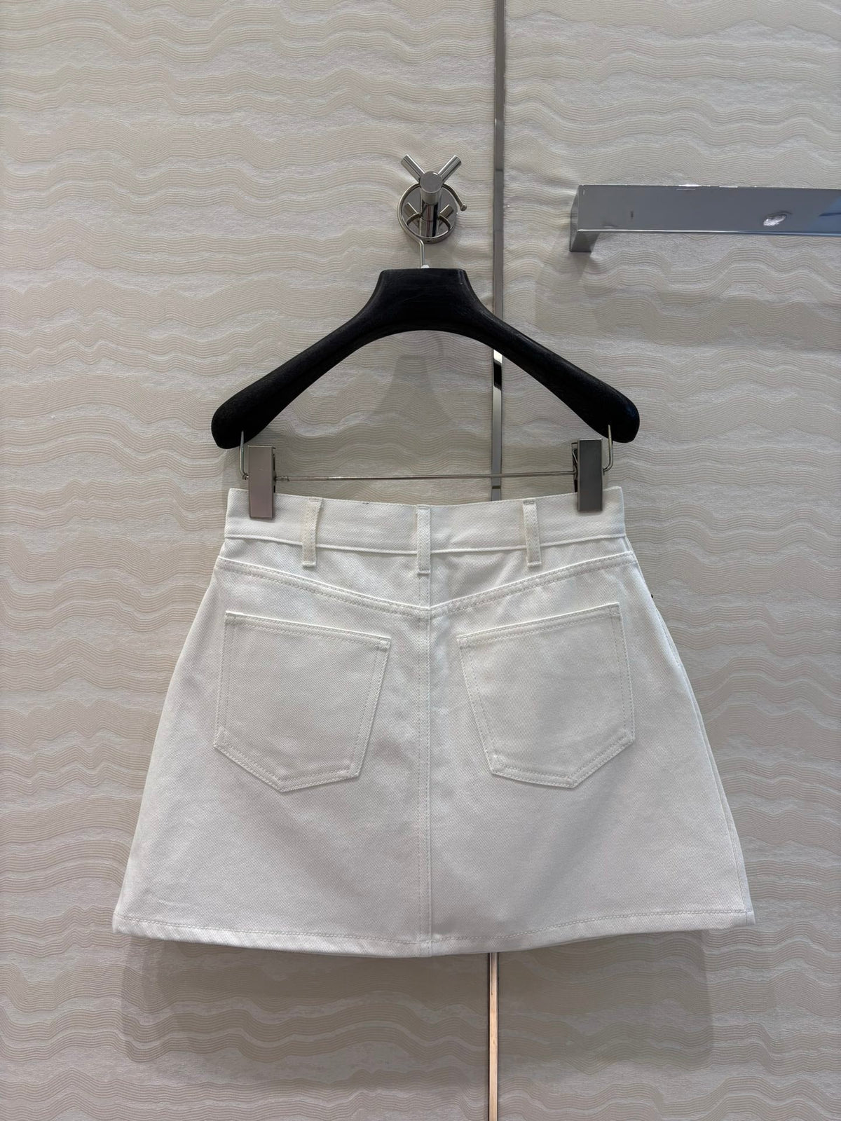 Celine 25 Embroidered Small Flower Skirt White Cotton