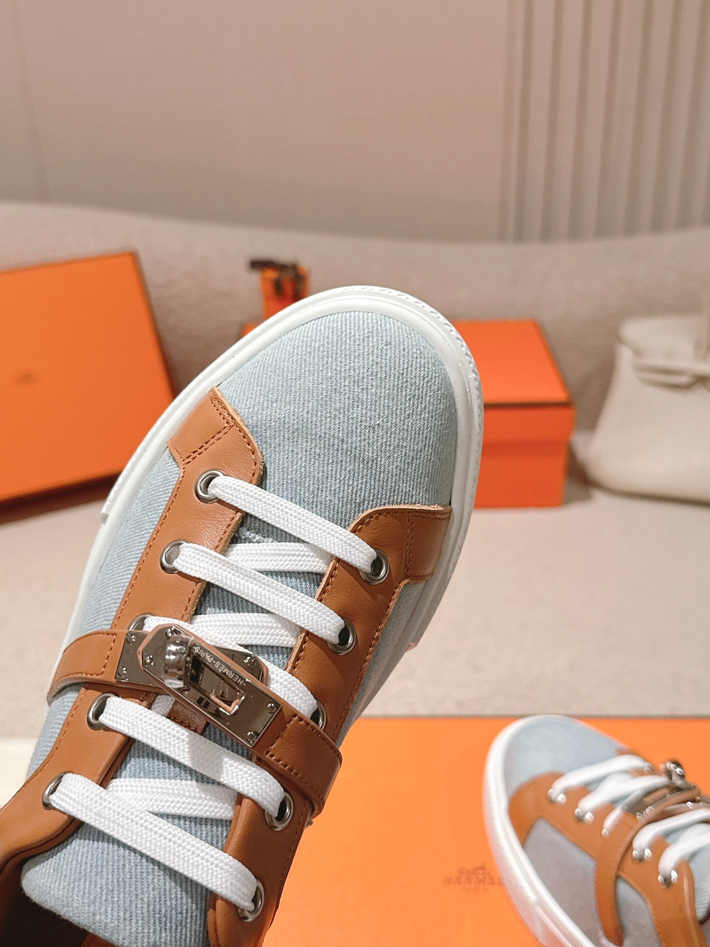 HM Day Sneakers Brown Calfskin Denim 577519
