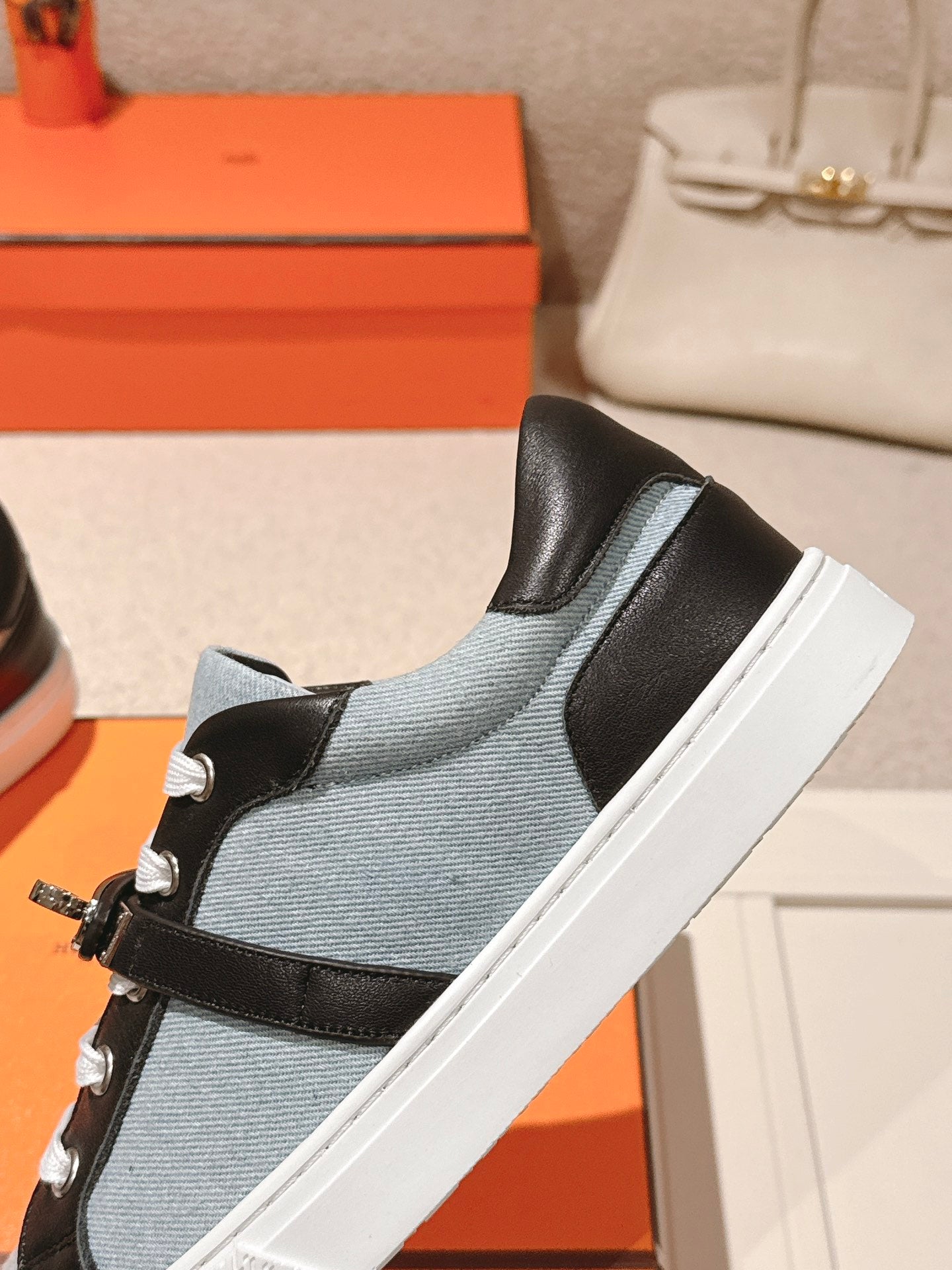 HM Day Sneakers Black Calfskin Denim 577520