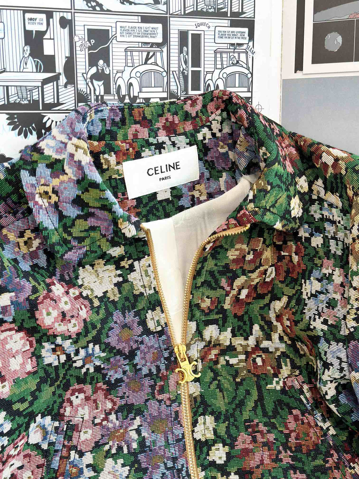 Celine 25 Flower Jacket Green mix colors Cotton
