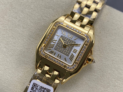 Cartier Panthère 37mm White Diamond Dial Gold Diamond Bezel