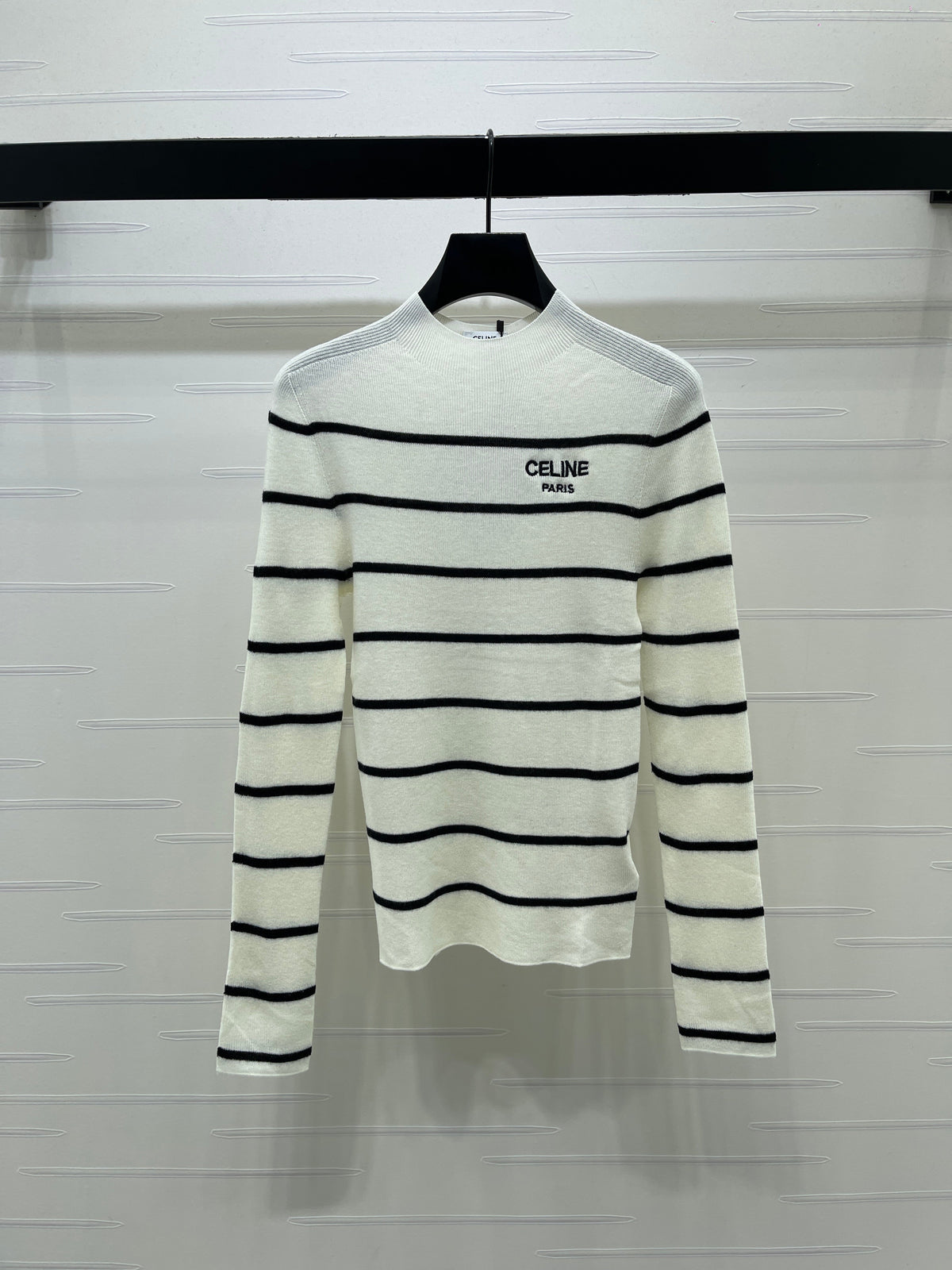 CE 26S Striped Knit Sweater Celine Paris Logo Tencel 423873