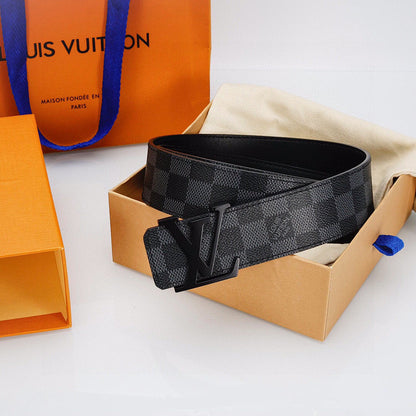 Louis Vuitton Black Lacquer Buckle Leather Belt