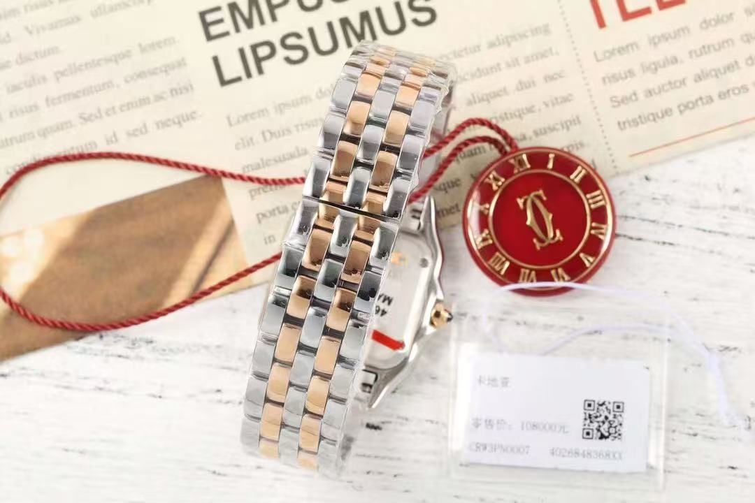 PANTHERE 27MM PINK GOLD SILVER CASE DIAMOND BEZEL WHITE DIAL (BEST VERSION)