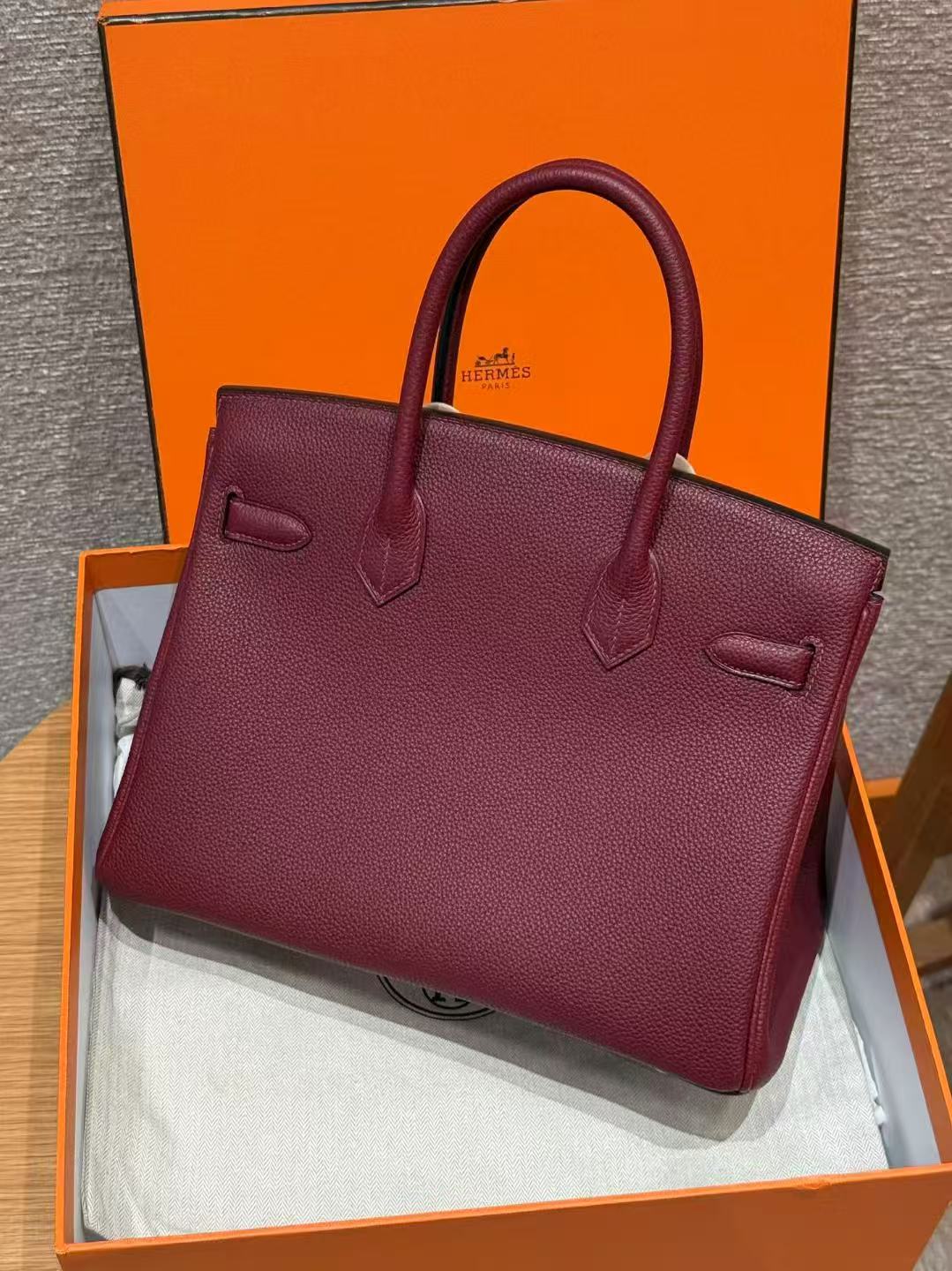HM BIRKIN 25CM BURGUNDY TOGO LEATHER SILVER HARDWARE