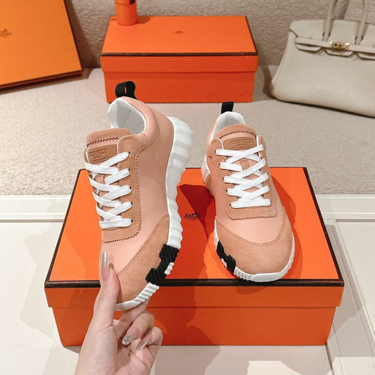HM Bouncing Sneakers Pink Cowhide Suede
