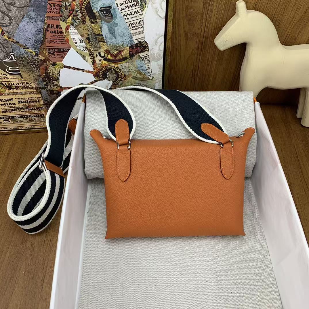 HM Videpoches Crossboby Bag 24cm Orange Togo Leather