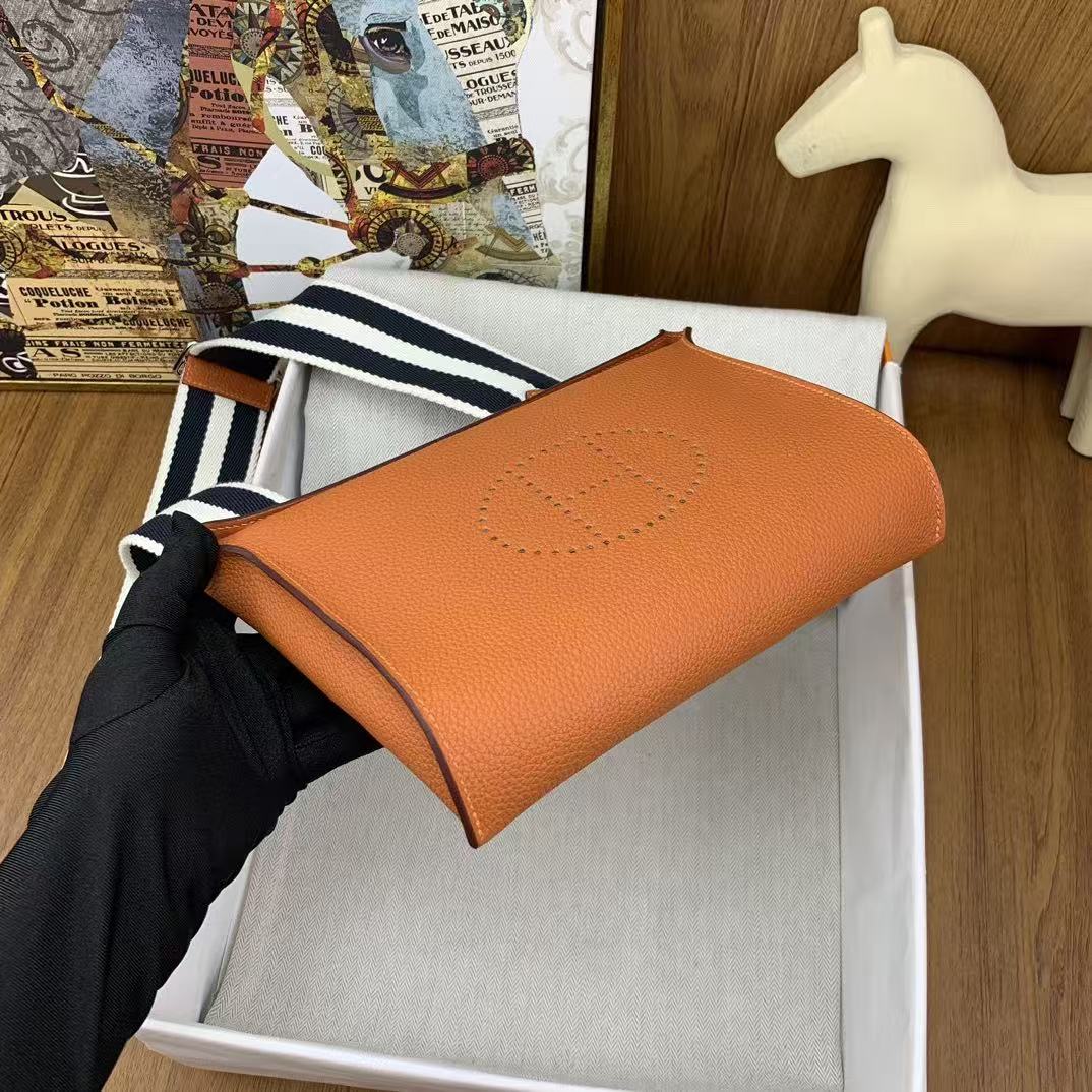 HM Videpoches Crossboby Bag 24cm Orange Togo Leather