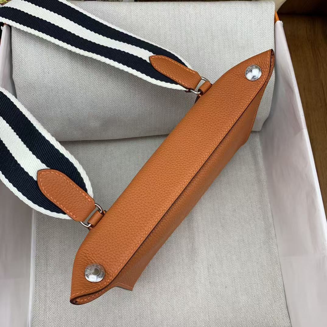 HM Videpoches Crossboby Bag 24cm Orange Togo Leather