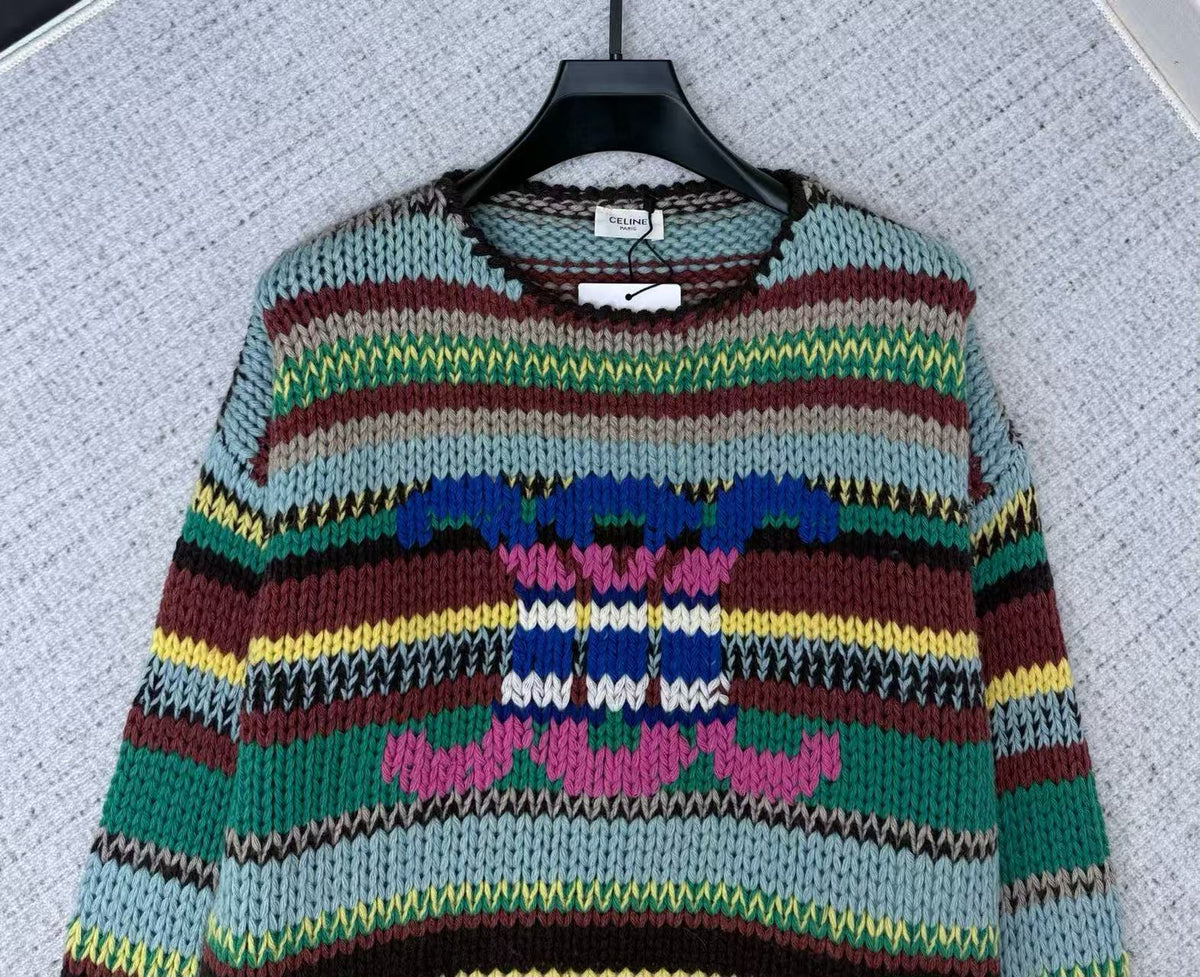 Celine 26s Crewneck Sweater Multicolor Alpaca Wool