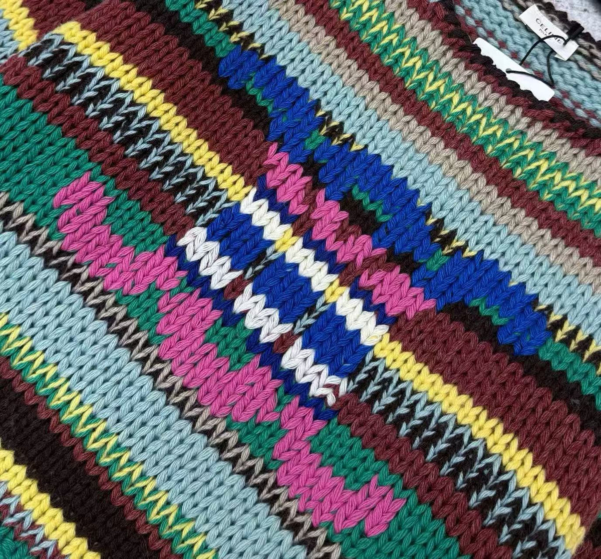 Celine 26s Crewneck Sweater Multicolor Alpaca Wool