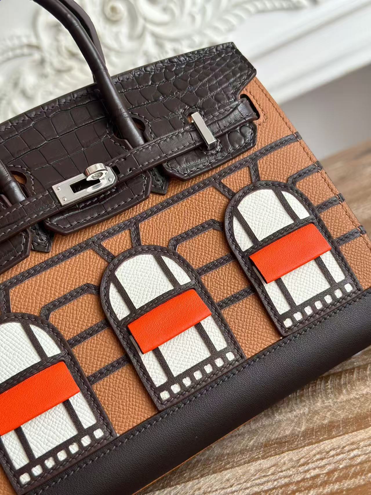 HM Birkin Faubourg 20 Brown Coffee Espom Alligator Embossed Leather