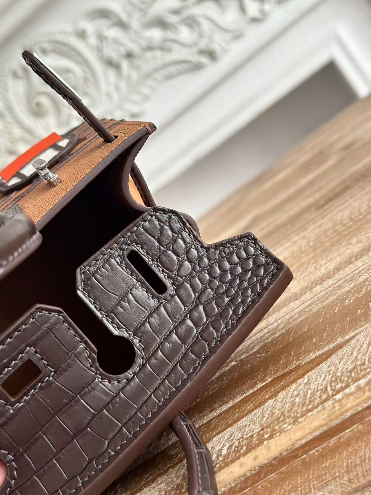HM Birkin Faubourg 20 Brown Coffee Espom Alligator Embossed Leather