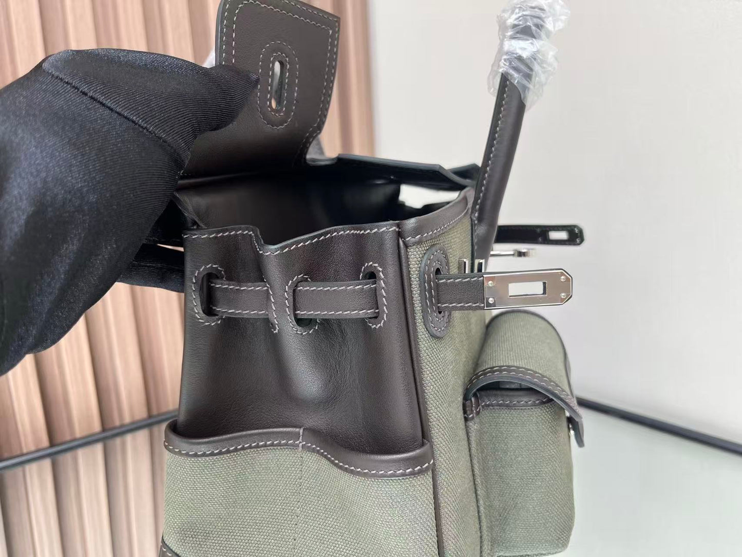 HM Birkin 25 Cargo Olive Green Black Olive Green Black