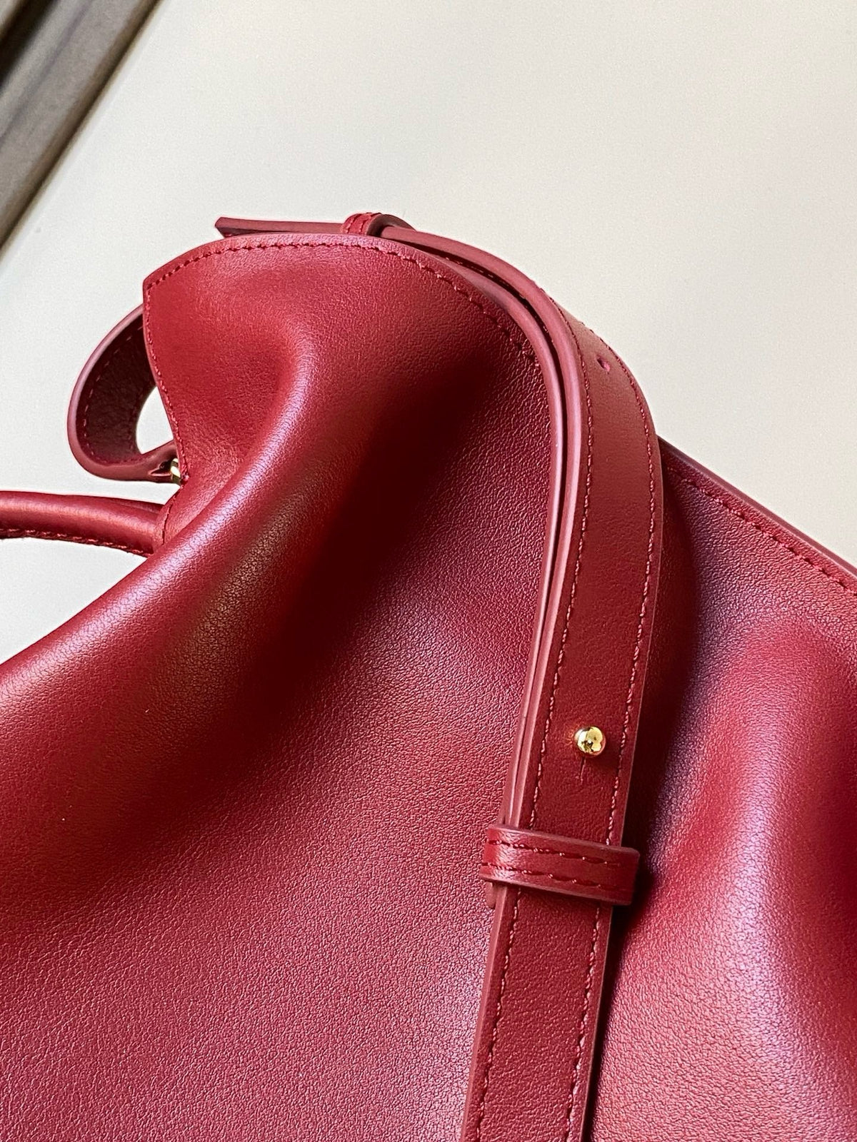 Loewe Coil Flamenco Medium Leather Clutch Red Leather