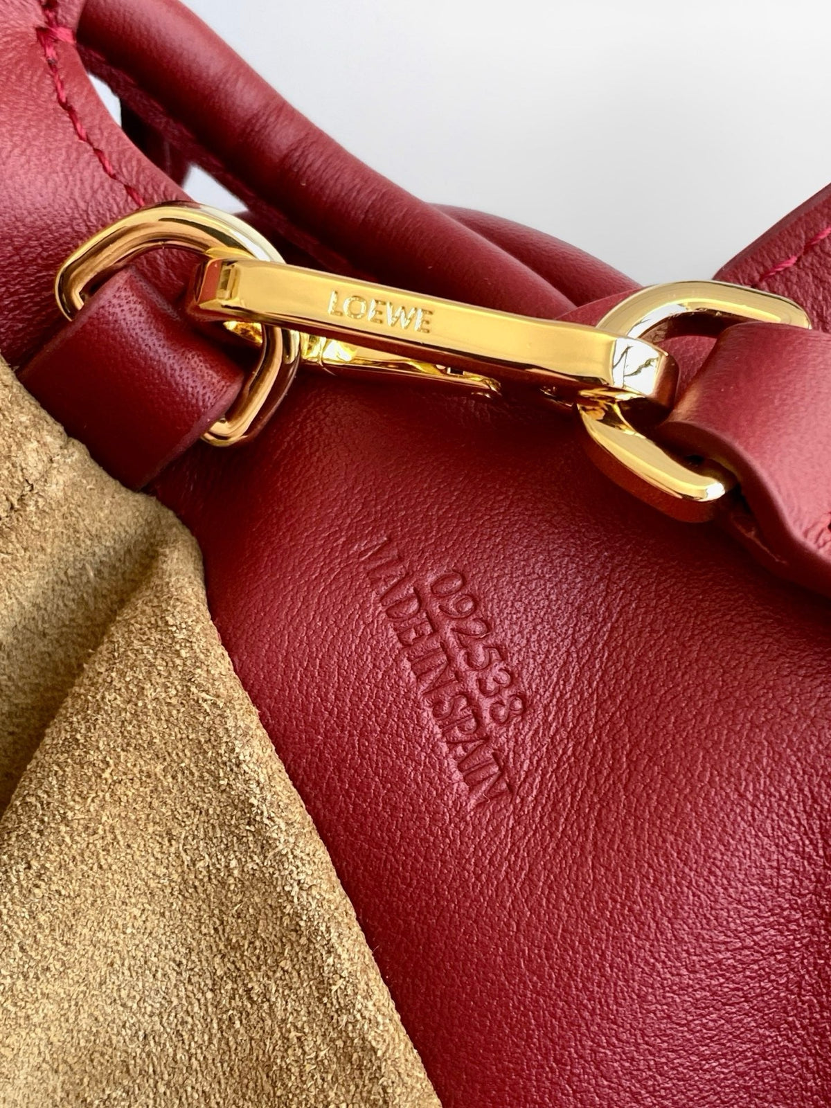 Loewe Coil Flamenco Medium Leather Clutch Red Leather