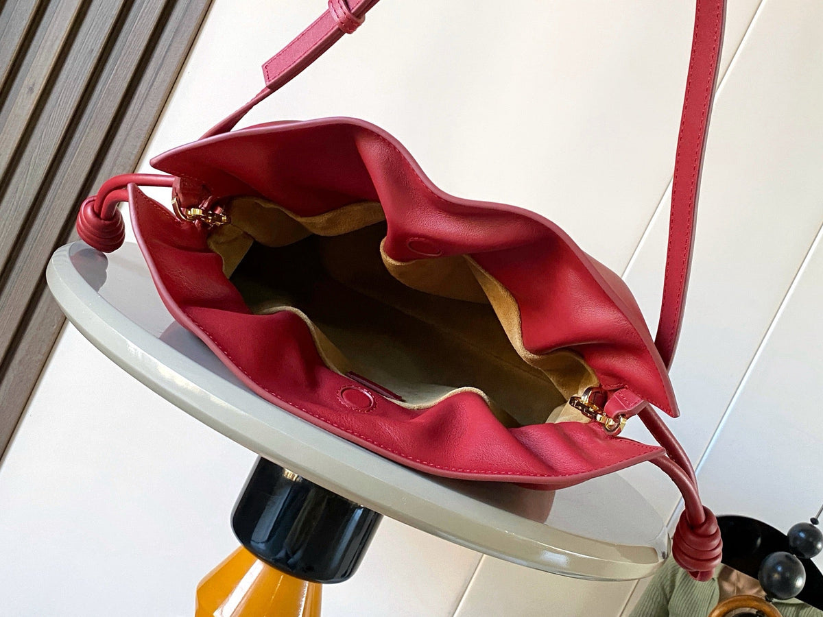 Loewe Coil Flamenco Medium Leather Clutch Red Leather
