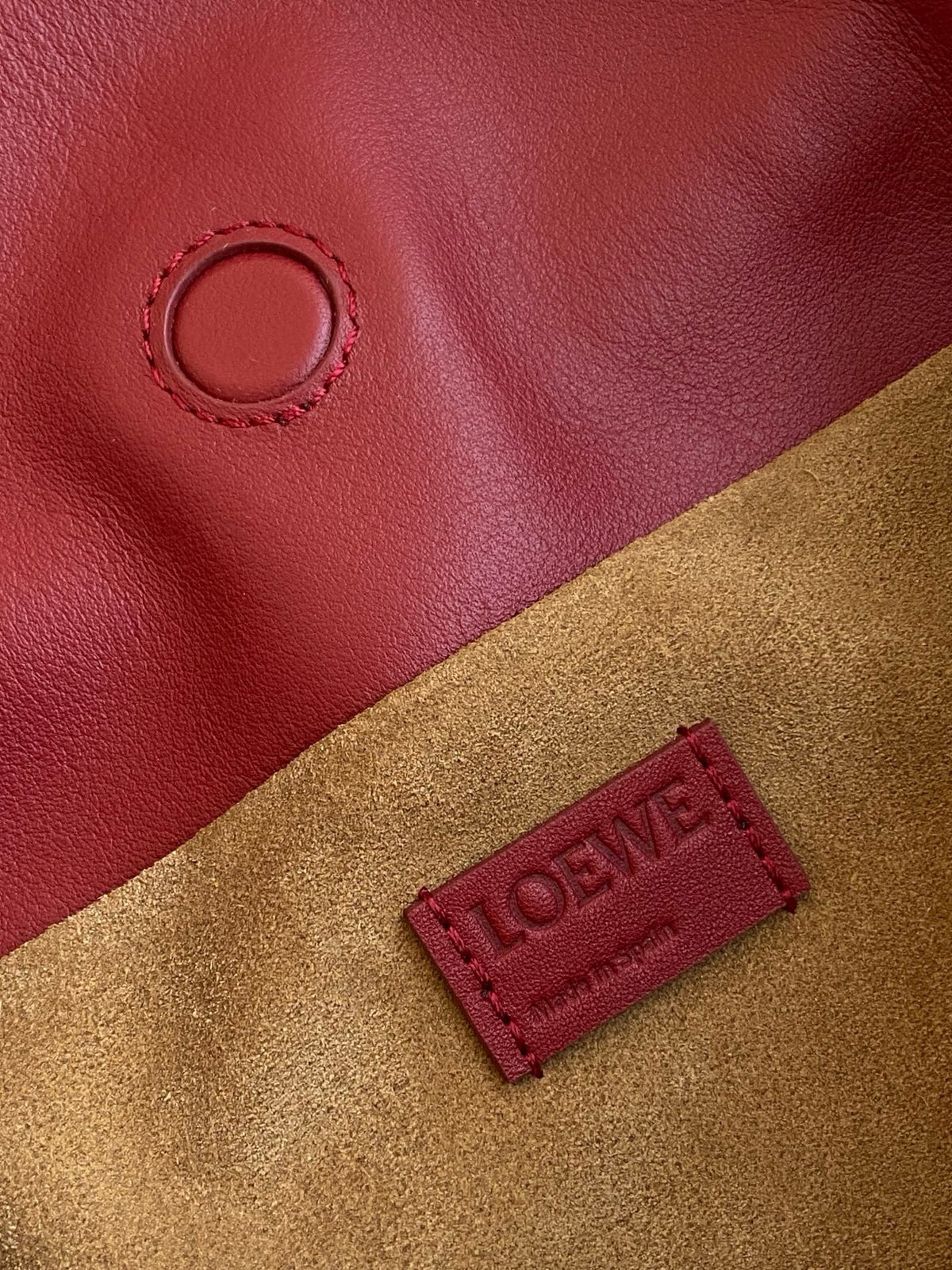 Loewe Coil Flamenco Medium Leather Clutch Red Leather