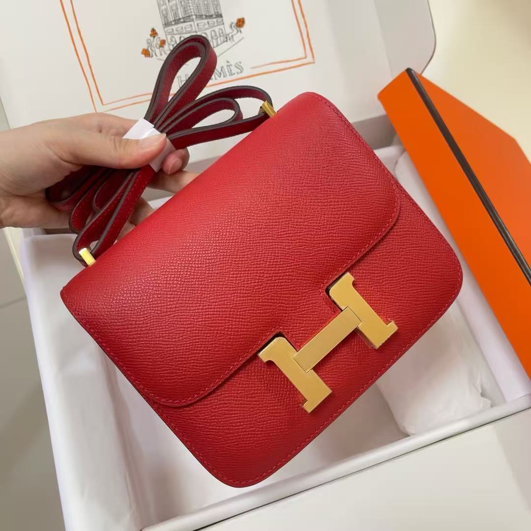 HM Constance Bag 18cm Bright Red Espom Leather