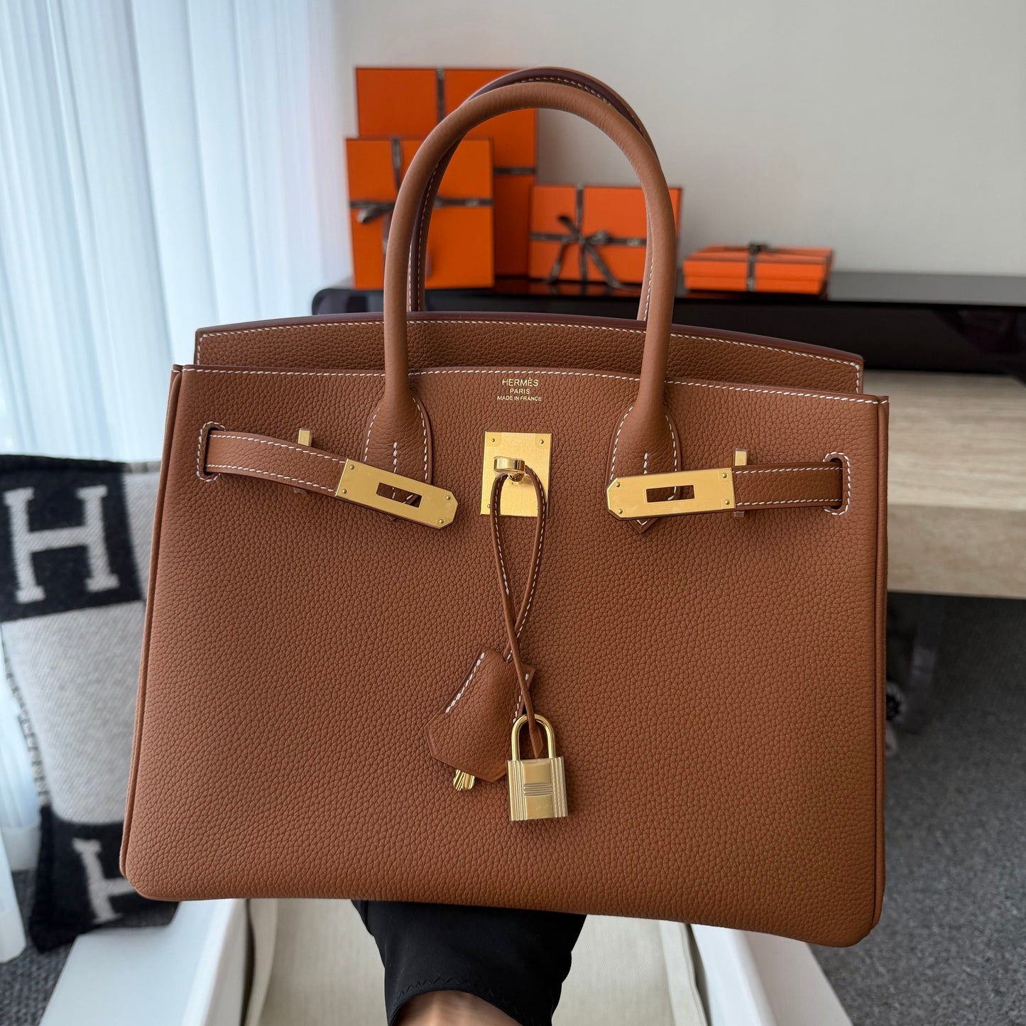 HM BIRKIN 25CM BROWN TOGO LEATHER GOLD HARDWARE (MADE - TO - ORDER)