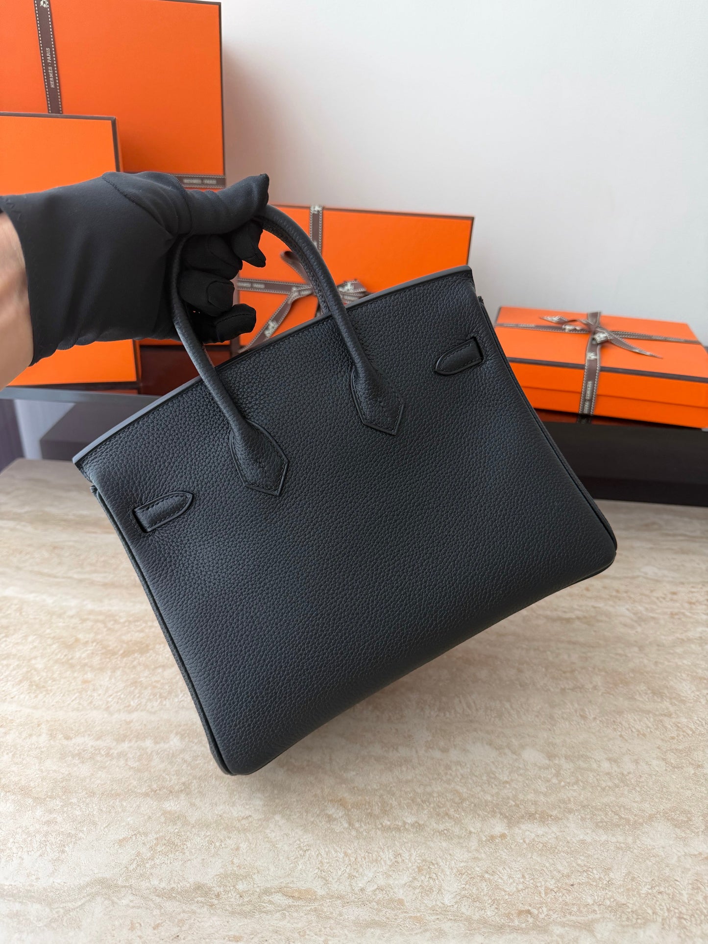 HM BIRKIN 25CM BLACK TOGO LEATHER GOLD HARDWARE (MADE - TO - ORDER)