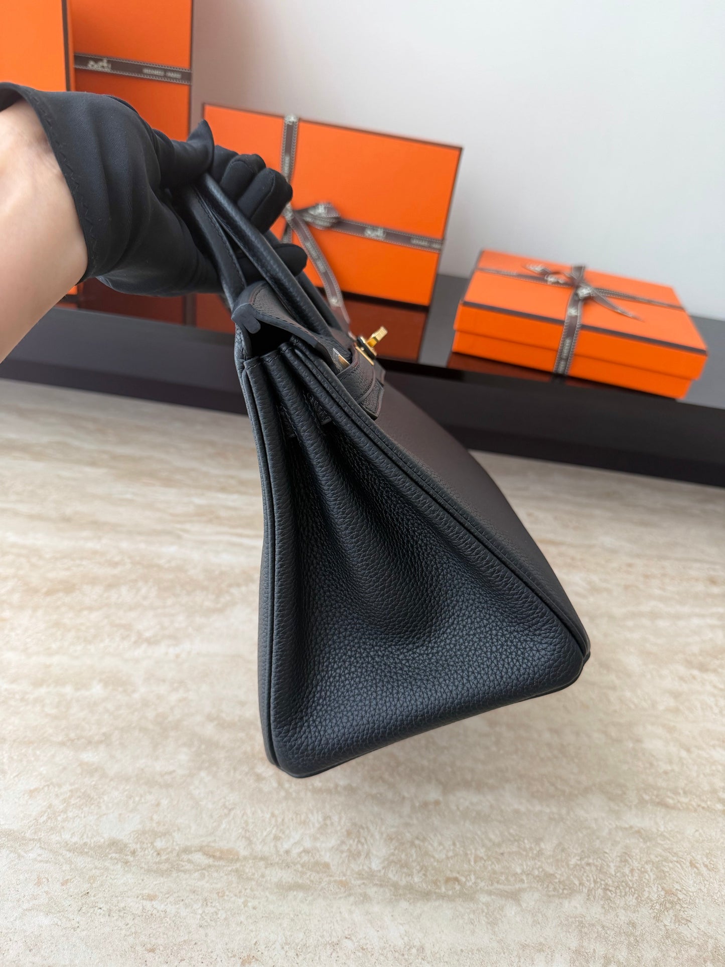HM BIRKIN 25CM BLACK TOGO LEATHER GOLD HARDWARE (MADE - TO - ORDER)