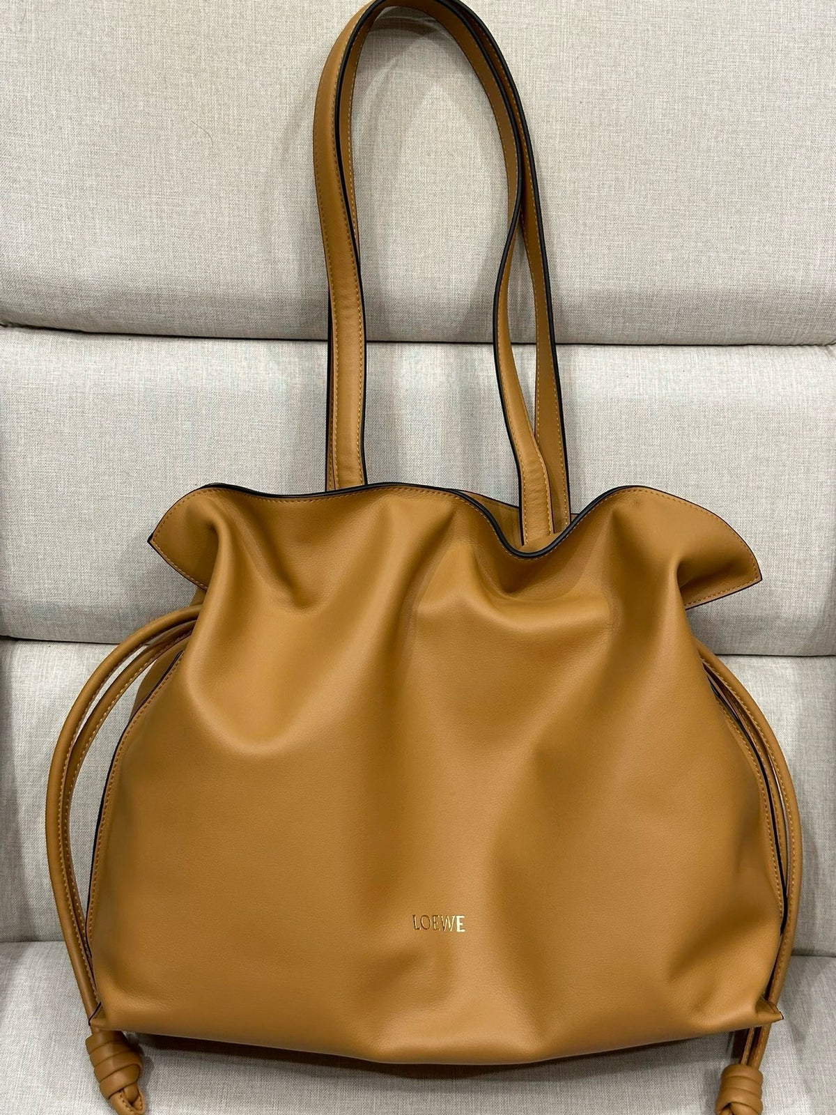 Loew Beige Large Flamenco Puffer Shoulder Bag