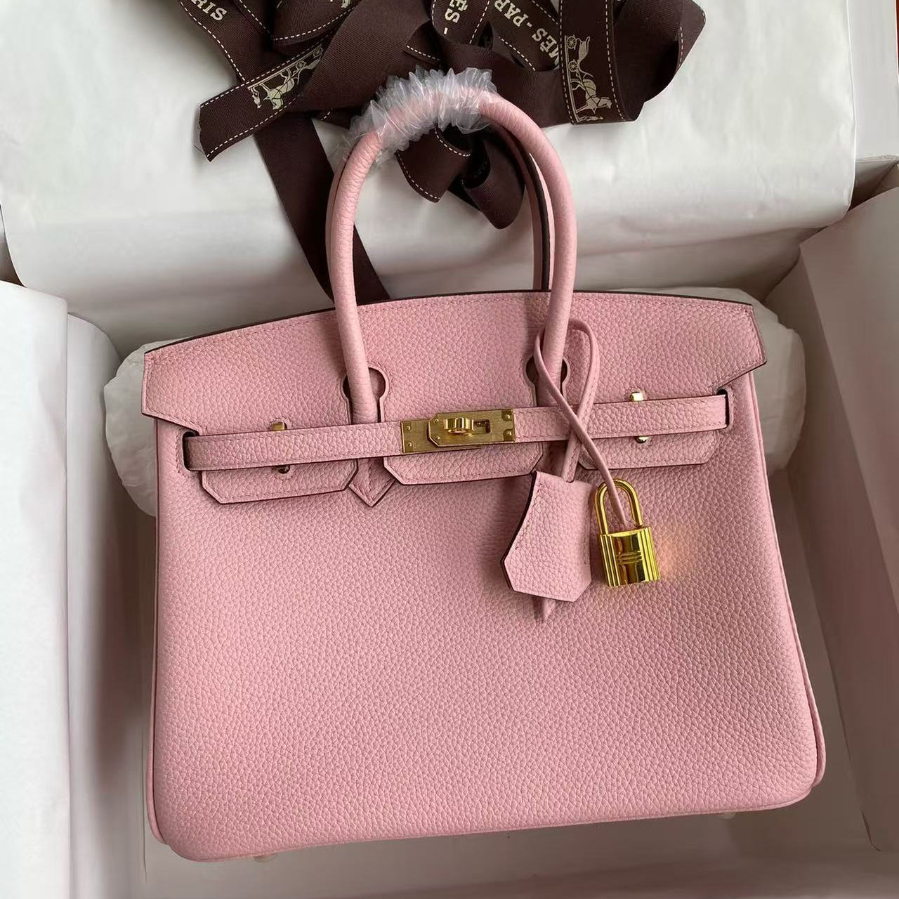 HM Birkin 25cm Pink Togo Leather Gold Hardware