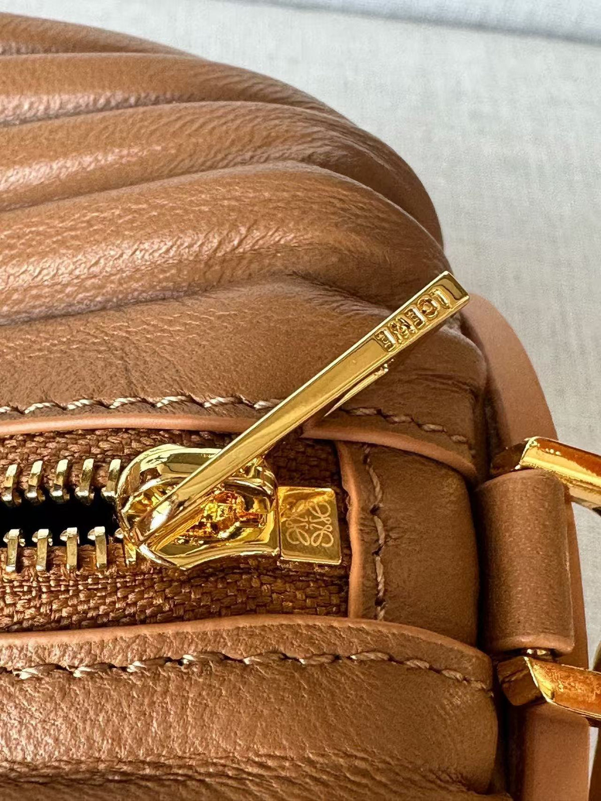 Loewe Bracelet Pouch Brown Pleated Nappa Lambskin