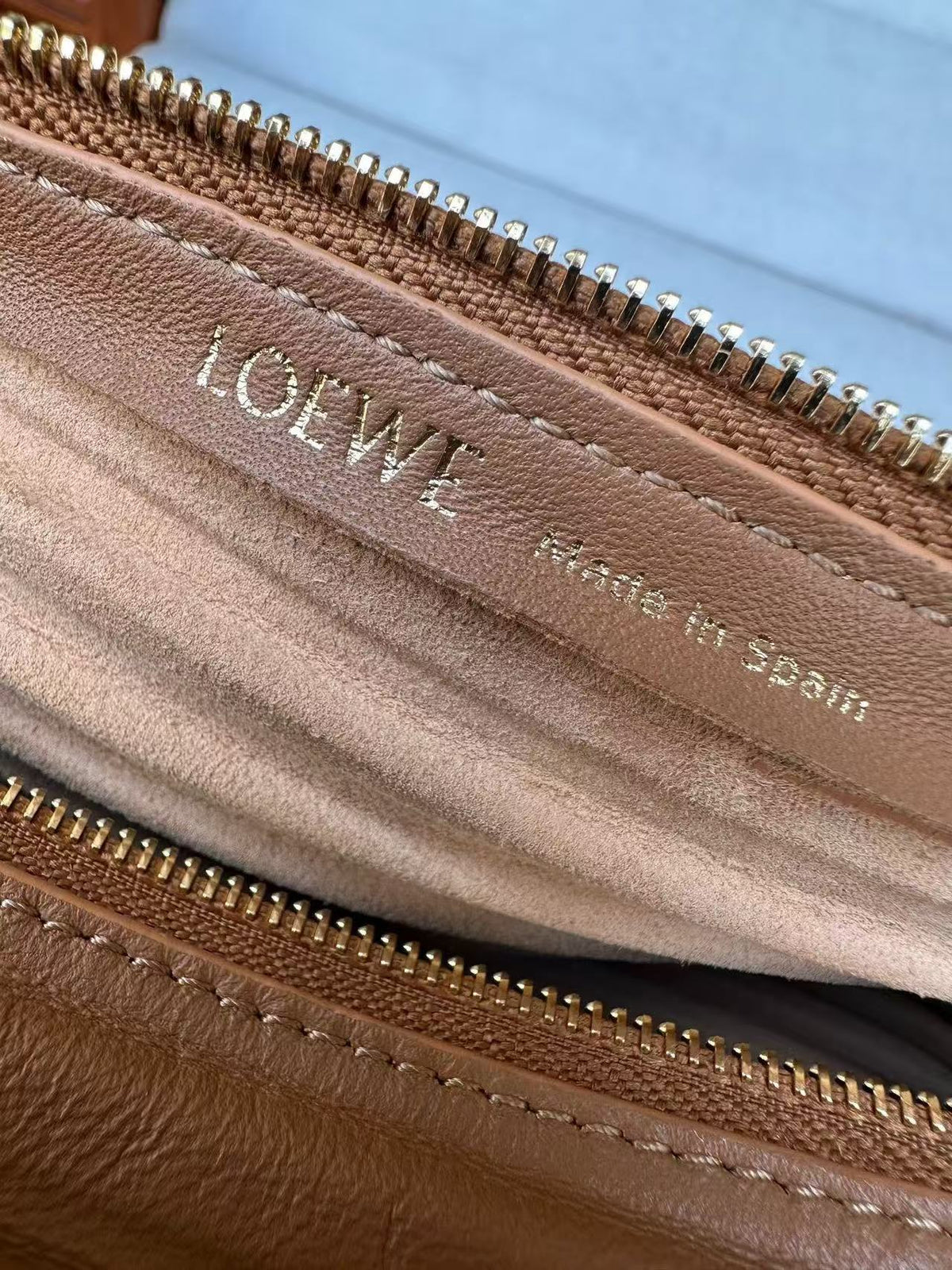 Loewe Bracelet Pouch Brown Pleated Nappa Lambskin