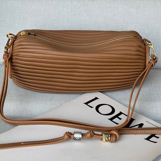 Loewe Bracelet Pouch Brown Pleated Nappa Lambskin