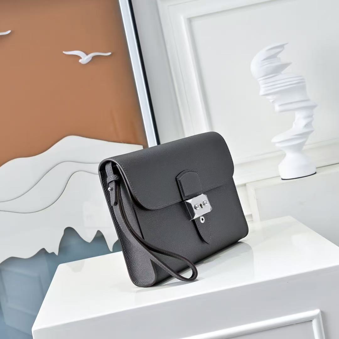 HM Sac a Depeches 24 Pouch Black Espom Leather