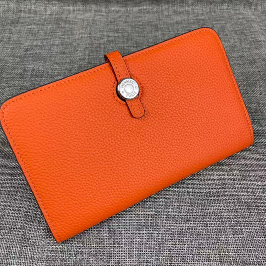 HM Dogon Duo Wallet 20cm In Orange Togo Leather