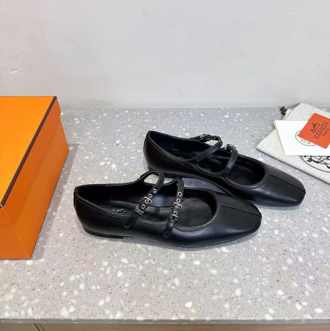 HM 26s Lilia Ballet Flat Black Sheepskin
