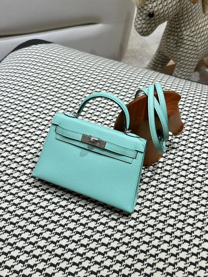 HM 2026 Mini Kelly Bag 20cm Light Turquoise Epsom Leather