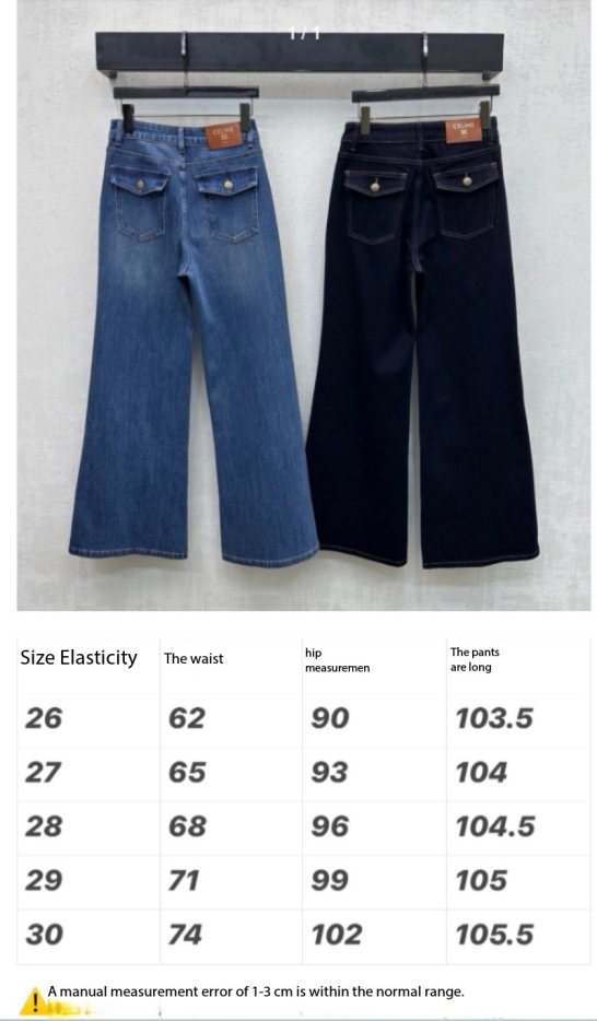 Celine Logo Straight-Leg Jeans Blue Wash Polyester Cotton 351745