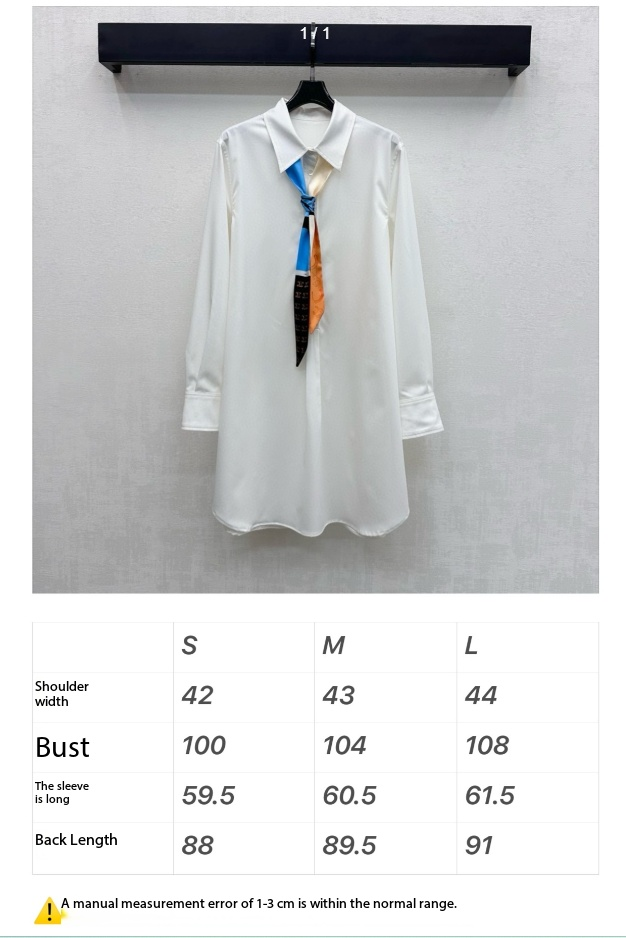 Celine Long Silk Scarf Shirt Dress White Cotton 351803