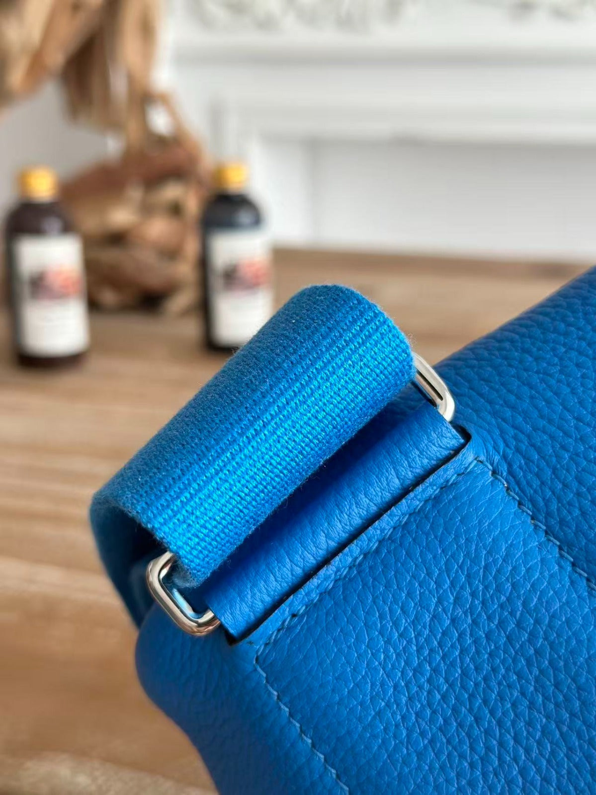 HM 25 Hac a Dos PM Bag Blue Silver Togo Leather