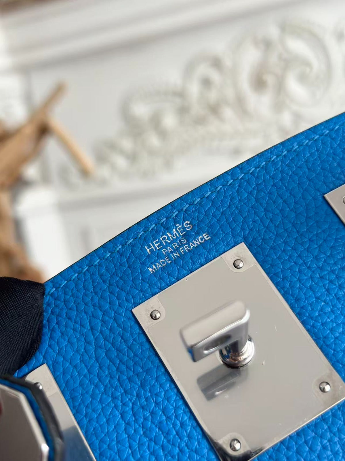 HM 25 Hac a Dos PM Bag Blue Silver Togo Leather
