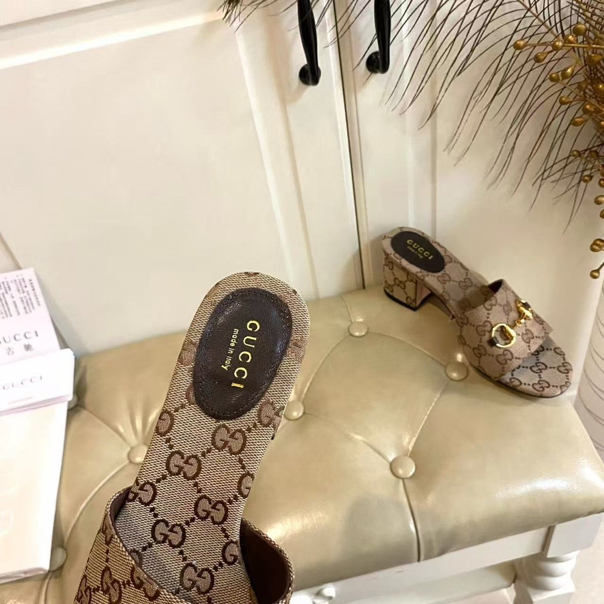 GG 26s Sandal With Horsebit Beige Brown Canvas