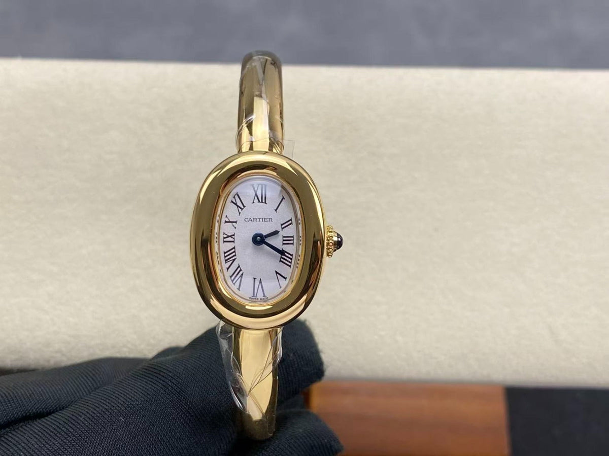 Cartier Baignoire Mini 18.5mm Yellow Gold Clous de Paris Dial