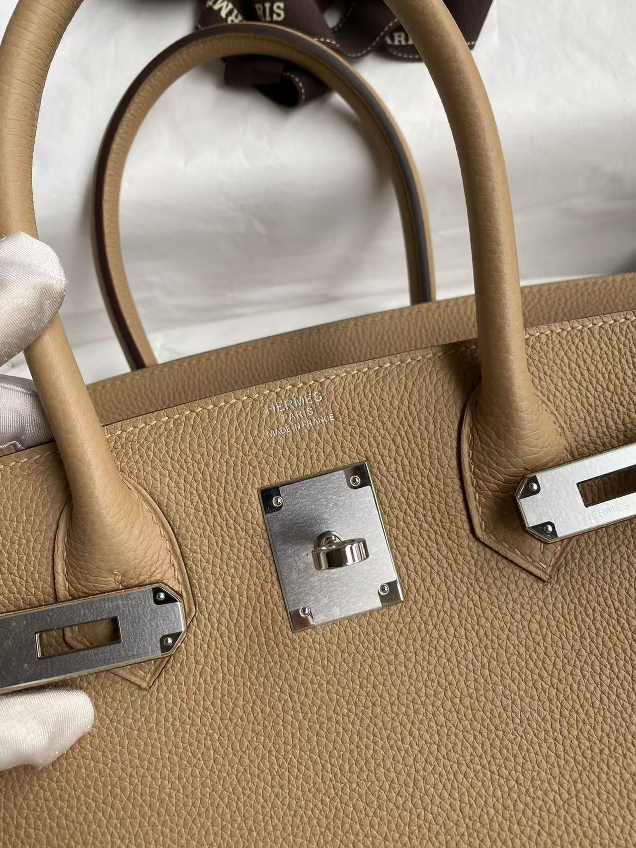HM BIRKIN 25CM BEIGE TOGO LEATHER SLIVER HARDWARE