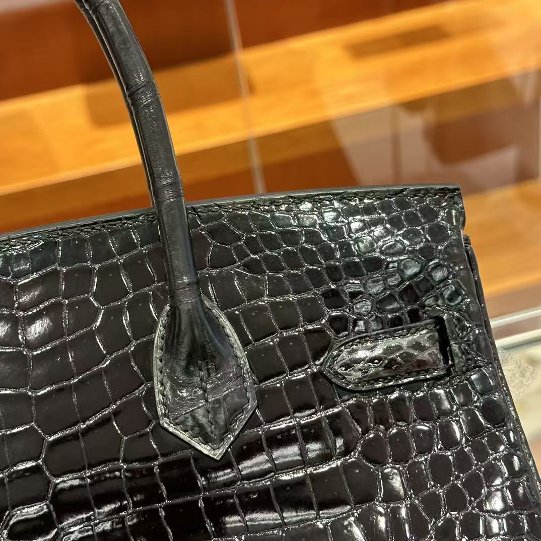 HM Birkin 30 Bag Black Shiny Crocodile Leather GHW (12 days of production)