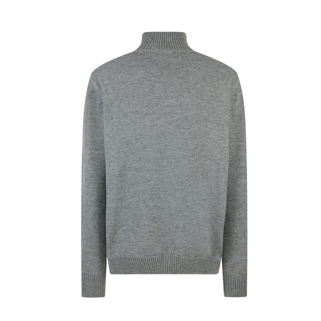 CELINE Embroidered Zipper Polo Sweater Wool Cotton