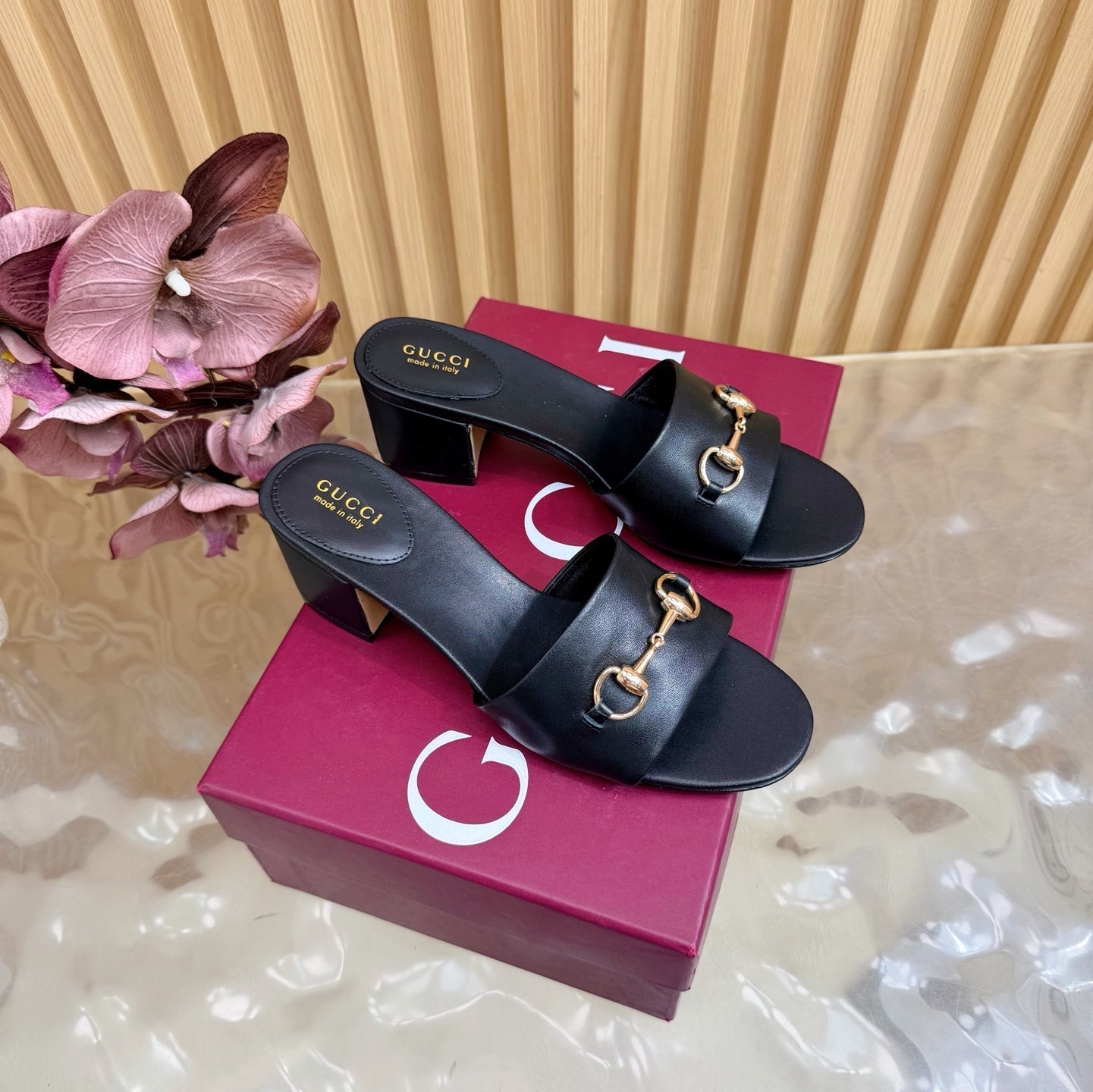 GG 26ss Chunky Heel Sandals 55 Double G Lambskin