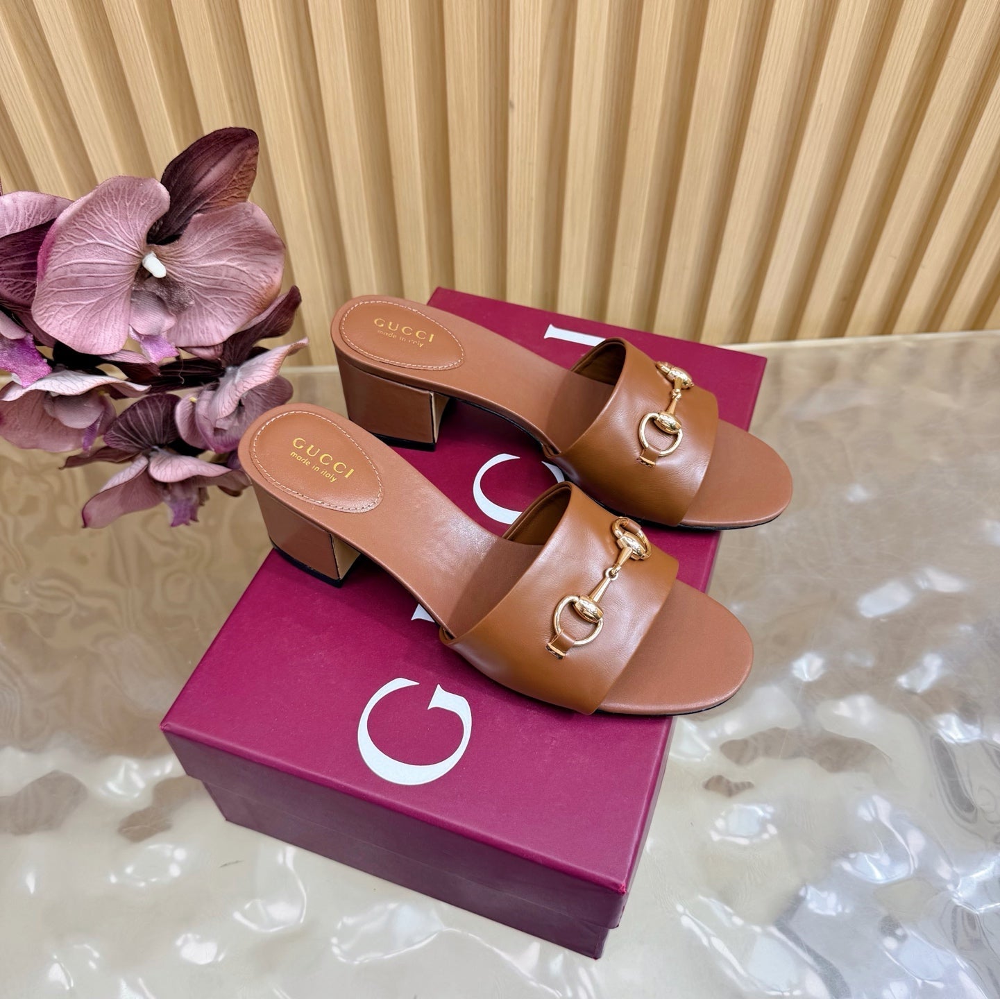 GG 26ss Chunky Heel Sandals 55 Double G Lambskin