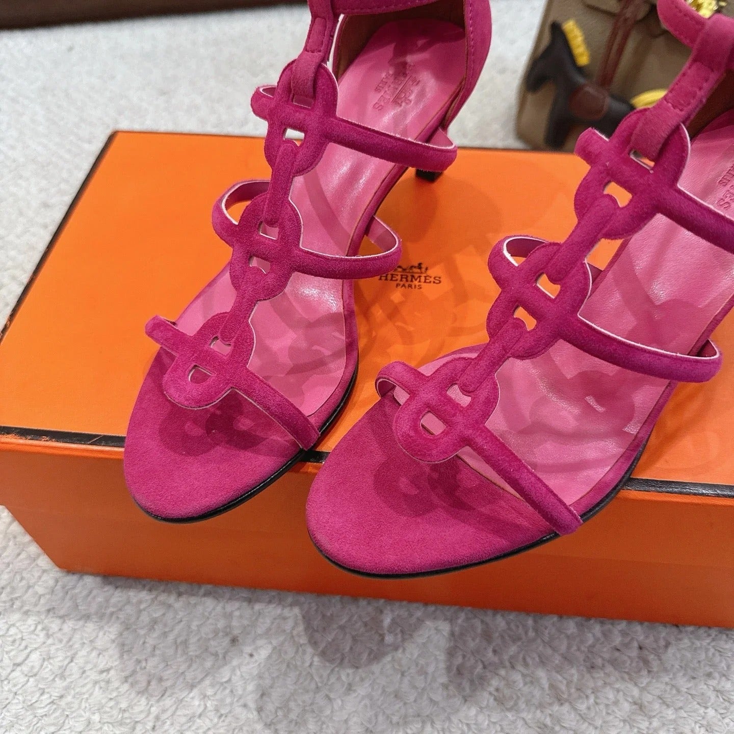 HM 26ss High Heels Sandals 70 Pink Suede 686012