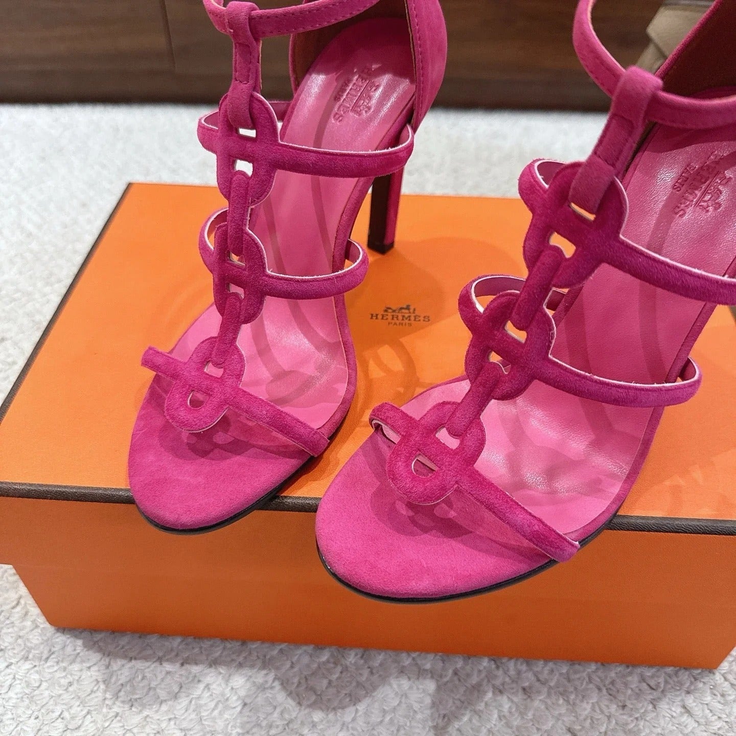 HM 26ss High Heels Sandals 10.5 Pink Suede 686013